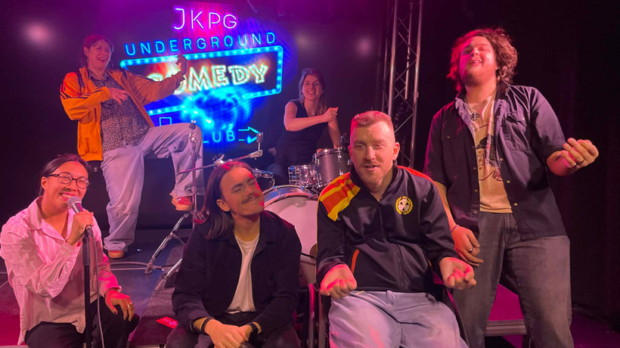 Från vänster Gabriella Fäldt, Elvira Lander, Robin Berglund, Lisa Dahlin, Christoffer Fernis och Carl Andreasson