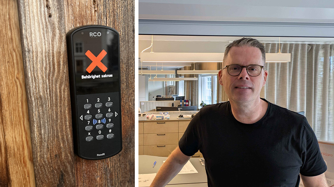 Ett lås som nekar inträde och rektor Anders Georgsson.